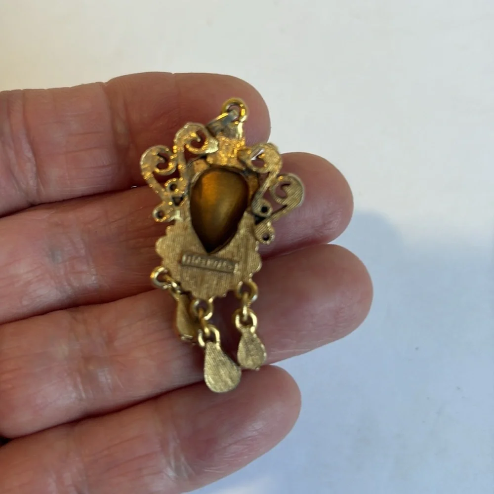 Vintage Florenza Elegant Goldtone and Opalite Pendant